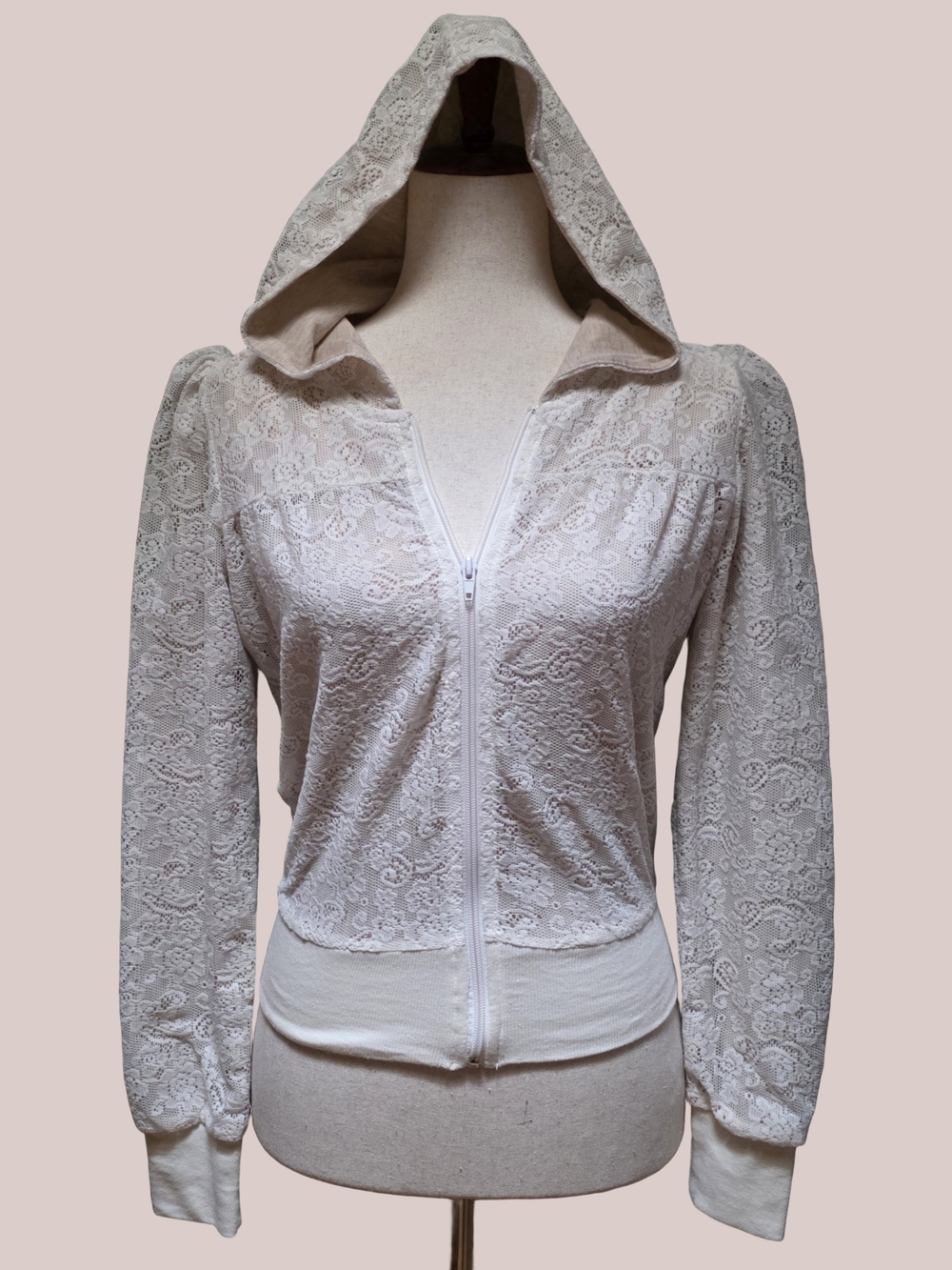 Wet Seal White Lace Full Zip Hoodie